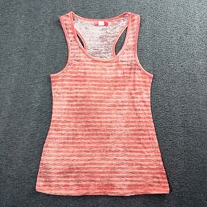 BDG Tank Top Women's Small Coral Pink Striped Racerback Burnout Knit Scoop Neck